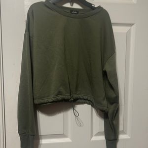Olive green cropped long sleeve sweater